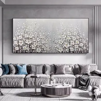 Декорация на дома, Ръчно рисувани Абстрактен платно, маслени Абстрактен цвете Дърво Живопис с маслени бои Стенни картина за хола Изкуство