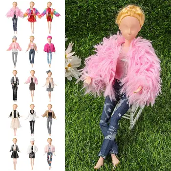 Детски подарък Плюшени блузи, панталони, шапки, 30-см стоп-моушън облекло за кукли размер на 11,8 инча, модерно палто, играчки, рокля