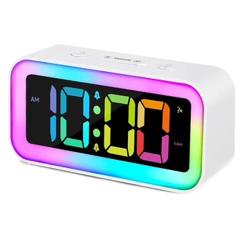 Дигитален led часовник цветни ночником RGB и различни режими на показване. Интелигентна звукова осветление.Декорация на дома