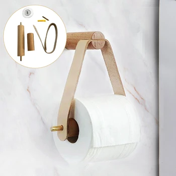 Дървен държач за тоалетна хартия на руло, Диспенсер за кърпи за ръце в банята, стойка за тоалетна хартия