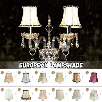 Европейският луксозен лампион, нощно шкафче, монтиран на стената лампа, плат, Стъкло, мъниста, коса, Декоративен Домашен лампа, Покриване на полилеи
