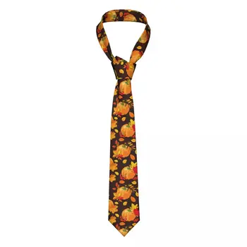 Есен с тиква и кленовыми листа Вратовръзка Мъжки Женски Вратовръзка от полиестер 8 см, за мъже Фини Аксесоари за Подарък Gravatas