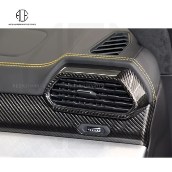 За Lamborghini URUS 2018-21 От настоящето въглеродни влакна Централната конзола на автомобила инструментално табло Климатик, Изход Рамка Украса Капак Завърши
