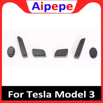 За Tesla, Модел 3 2018 2019 Бутон за Регулиране Седалки от въглеродни влакна, Преминете Вътрешни облицовки и Аксесоари Стикер на колата