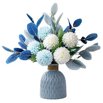 Изкуствени цветя и ваза, изкуствена хортензия, договореност, която да се използва за украса на офис, партита, сватба плот, трапезария