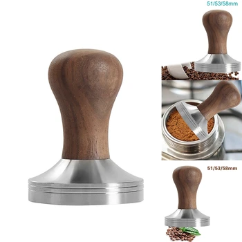 Инструмент за пресоване на кафето, еластичен jackhammer за кафе с основа от неръждаема стомана 304 и дръжка от масивна дървесина
