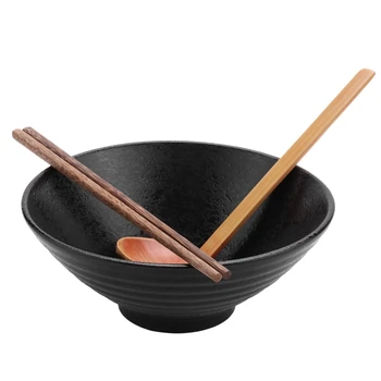 Керамични Японската Купа за супа Ramen С Подходяща Лъжица И Пръчици За хранене, Подходящ За Готвене на Удона, Соба, Голям Размер