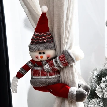 Коледен Завеса Обтегач Дядо Коледа, Снежен Човек Завеса Завязки Скоби За Запазване На