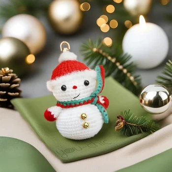 Коледен подарък под формата на снежен човек, Ключодържател ръчна изработка, Кукла-окачване, Аксесоари за чанти, Окачване