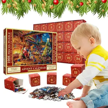 Коледен пъзел Адвент-календар календар за обратно броене за Обучение и креативен Коледен декор на стените на Играчките-пъзел Дядо Коледа