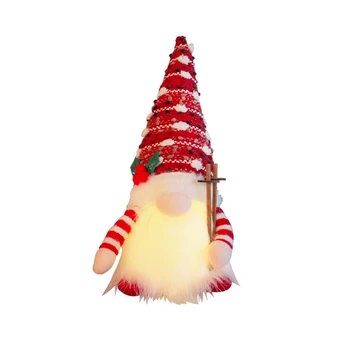 Коледна кукла Шейни Елф Ски Джудже с led подсветка Rudolph Коледен декор за дома за Коледа подаръци за Нова Година 29 см