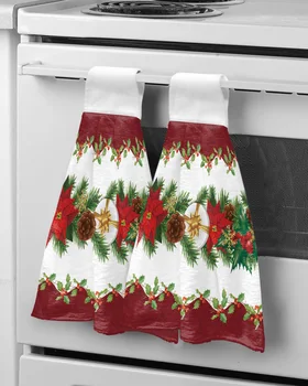 Коледни Подаръци кърпи за ръце с цветя и плодове, кухненски кърпи от микрофибър, кърпи за миене на съдове, Абсорбиращи кърпи за баня