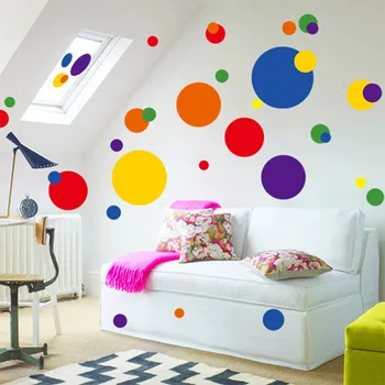 Колоритен стикер на стената във формата на кръг за баня и кухня, преносимо украса за дома от PVC