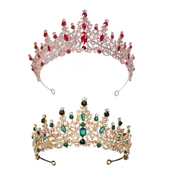 Короната на кралица в бароков стил, сватбени превръзки, Корона на принцеса с кристали, Диадеми за младоженци, Празнична представа за момичета, Абитуриентски бал