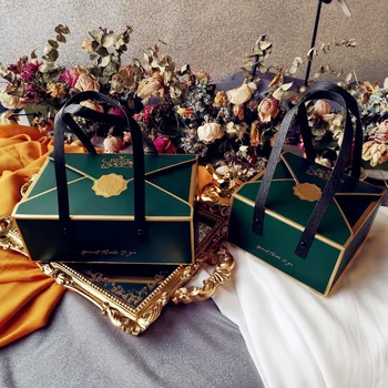 Крафт-подарък пакет Златна подарък кутия Хартиени подаръчни Торбички с дръжка Преносима опаковка за захарни бонбони, Аксесоари за партита Случаи Caseamento