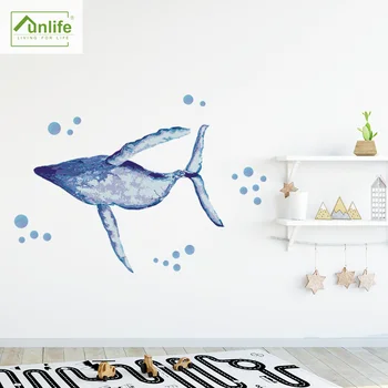 Креативни стикери Funlife®, стикери за стена под формата на кит, водоустойчиви стикери за стена, декоративни тапети за детска стая