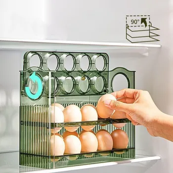 Кутия за съхранение на яйца Въртящи Органайзер за яйца В хладилник, Съдове за хранене Титуляр за яйца Диспенсер Кухненски Кутии за съхранение