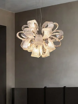 Лампата в хола, луксозен полилей от арт стъкло творческа личност, централен лампа на италианския зала
