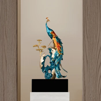 Латунная скулптура Павлина Луксозни ръчно изработени изделия Украса на работния плот в дневната, офиса, домашно произведение на изкуството, Медна статуя, Декор, подаръци