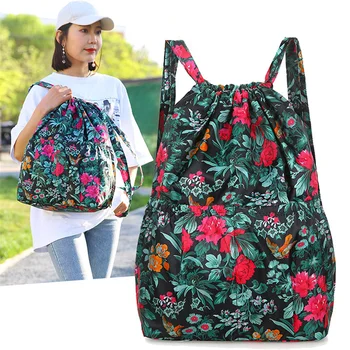 Лека найлонова раница с флорални принтом, дамски модни пътна чанта, висококачествена чанта с голям капацитет, дамски ежедневни преносима чанта