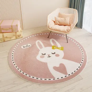 Лесно моющийся Кръгъл килим с мультяшными животни За всяка стая, меки дебели килими за хола голяма площ