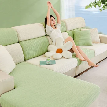 Летните прохладни гъвкави калъфи за мека мебел от ледената коприна на 1 2 3 4 местен диван за хола L Образна калъф за ъглов диван
