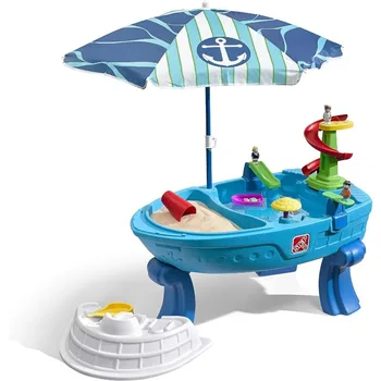 Маса за игра с пясък и вода Fiesta Круиз с чадър | Детска игрална масичка на открито, многоцветен