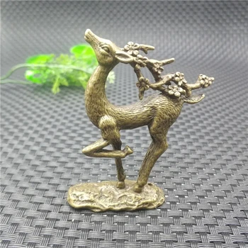 Масивна латунная статуя на елен, резба от месинг, петнист елен, дзен-елен, медни украшения, подаръци, фън шуй