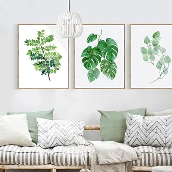 Модерни декоративни картини марка Fresh Leaves Подвесная картина за ресторант Проста Стенни картини, за да влезете в хола и спалнята