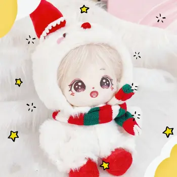 Модни блузи за кукли с шапка в рождественском картун стил, Коледен гащеризон за кукли от памук, ръчно изработени, hoody за кукли