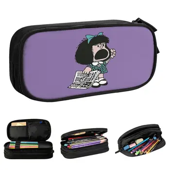 Модни пеналы Mafalda Сладък Kawaii Cartoon Pencilcases Държач за писалка за момичета И момчета, Голяма чанта за съхранение на Училищни подаръци за студенти