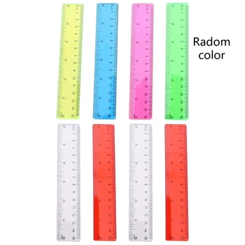 Набор от метрични обемни линии 8шт с сантиметра и сантиметрами, детски състав за училище, цветни прозрачни гама от пластмаса совалка