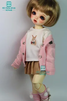 Облекло за кукли BJD отговаря на размер 27-30 см / 1/6 Модерен розов жилетка за кукли BJD, тениска, къса пола, чорапи