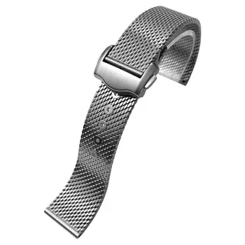 Оплетена каишка за часовник HAODEE от титанов стомана, 20 мм, Подходящи за Омега 007 Seamaster James Bond Каишка за часовник с катарама за разполагане на каишка за ръка