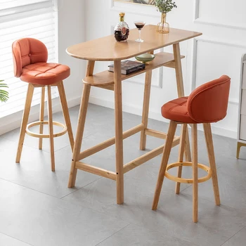 Оранжев дървен бар плот за приемане на коктейли, луксозен модерен дизайн на обедната маса в бара, мебелите за дневна високо качество De Cocina.
