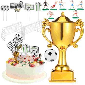 Парти за печене на торта за рожден ден на футболен отбор, бляскави аксесоари, Мъжка шапка, футболни украса, Пластмасови topper за момчета