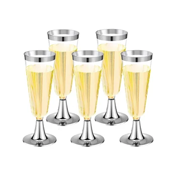 Пластмасов шампанско, пластмасови чаши за шампанско, чаши за вино, за многократна употреба чаши за вино върху крака за партита в градината