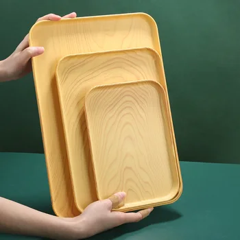 Пластмасова Тава Японски Творчески Дървен Палет За Зърно Правоъгълна Тава За Съхранение Органайзер За Хола Хлебная Чиния За Съхранение На Бижута