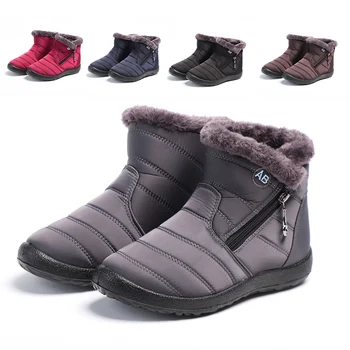 размер 43 Висококачествени зимни обувки за ски Дамски обувки Ботильоны с дебела подметка водоустойчиви Дамски обувки плюшени топли зимни обувки Mujer