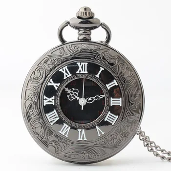 Реколта кварцови часовници джоб с богата дърворезба за мъже, дело с надпис, веригата-ключодържател с римски цифри, колие, часовници за мъже, подаръци от колекцията на