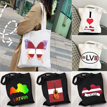 Ретро Знаме на Латвия Карта на Сърце, Пеперуда, Акварел Държава Латвийски Спомен Памучни чанти-всички Торби За пазаруване Еко-чанти и калъфи за купувачи
