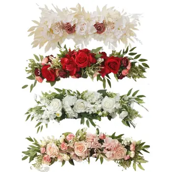 Сватбена арка, Цветя, боядисани стени, изкуствени цветя, роза, Зелени листа, Венец от рози за украса сватбена церемония