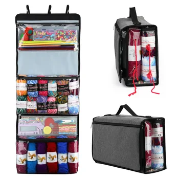 Сгъваема чанта за съхранение на вълна куки, подвесная чанта, игли за плетене, инструменти за шиене, органайзер за аксесоари