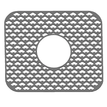 Силиконов подложка за защита на кухненски мивки, сгъваема топлоустойчива тепиха за кухненски мивки, аксесоари за окото Сив (централна сливи)