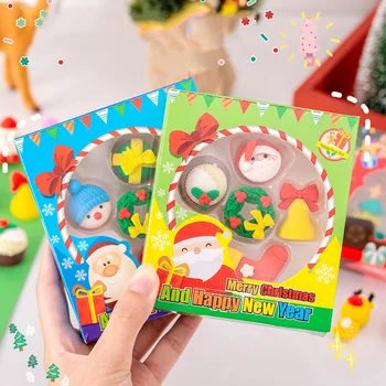 Симпатични гумени аксесоари Корейски Коледен Комплект Ластиков Cartoony Дядо Коледа Забавни гумички за триене