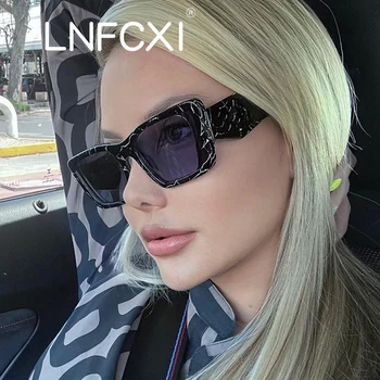 Слънчеви очила LNFCXI Cat Eye за жени, мъжки Луксозни Маркови Модни Квадратни слънчеви очила, дамски UV400