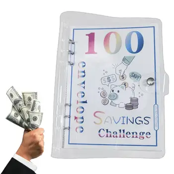 Спестяване на 100 пликове в корици Challenge Budget Спестяване на пари в корици за книги Икономия на бюджетни средства на кметство Money Challenge Спестявания пликове в корици