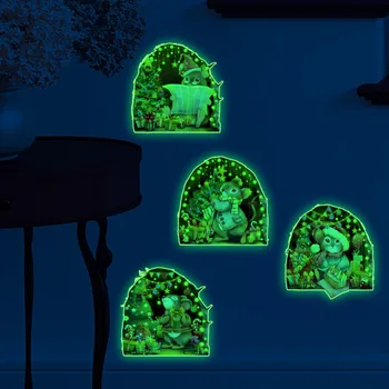 Сребриста светещ стикер за Декорация на стаята мишка в дупка Нови детски подаръци за Хелоуин Metope Стъклена повърхност, на Прозореца, на Земята