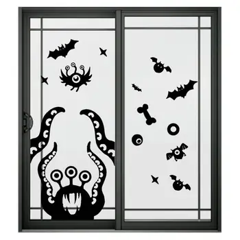 Стикери за прозорците за Хелоуин, двустранни стикери с бухалка-паяк, статични Стикери за украса на парти в чест на Хелоуин, Ужасяващи Декорации за прозорци за