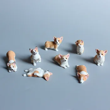 Украса на автомобил Mini Corgi Занаяти, изработени от смола Украса на масата за кучета Имитация на декорации за печене на торта, Аксесоари Kawaii